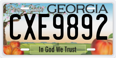 GA license plate CXE9892