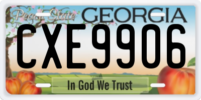 GA license plate CXE9906