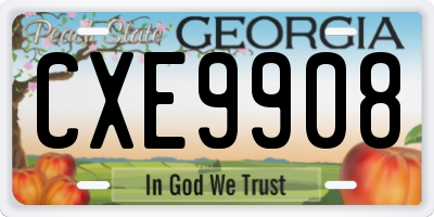 GA license plate CXE9908