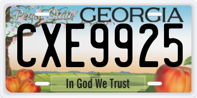 GA license plate CXE9925