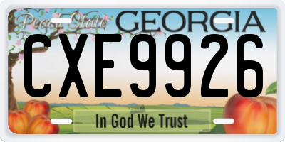 GA license plate CXE9926