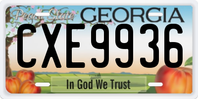 GA license plate CXE9936