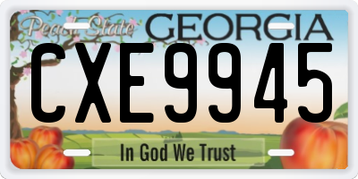 GA license plate CXE9945