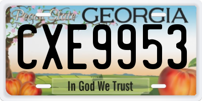 GA license plate CXE9953