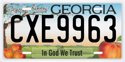 GA license plate CXE9963