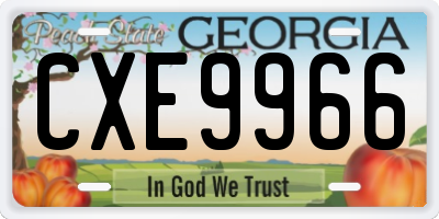 GA license plate CXE9966