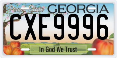 GA license plate CXE9996
