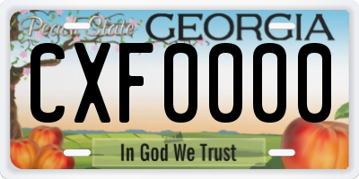 GA license plate CXF0000