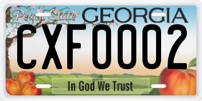 GA license plate CXF0002