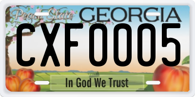 GA license plate CXF0005