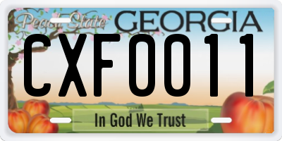GA license plate CXF0011