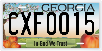GA license plate CXF0015