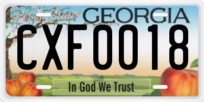 GA license plate CXF0018