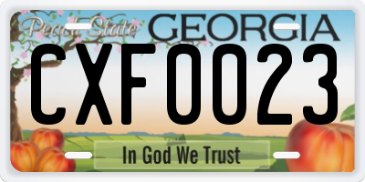 GA license plate CXF0023
