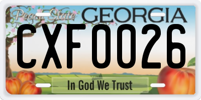 GA license plate CXF0026
