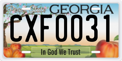 GA license plate CXF0031