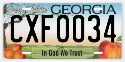GA license plate CXF0034