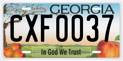 GA license plate CXF0037