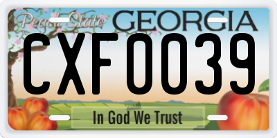 GA license plate CXF0039