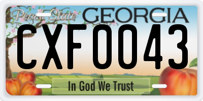 GA license plate CXF0043
