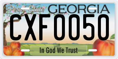 GA license plate CXF0050