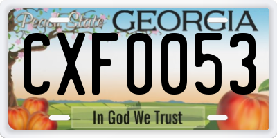 GA license plate CXF0053