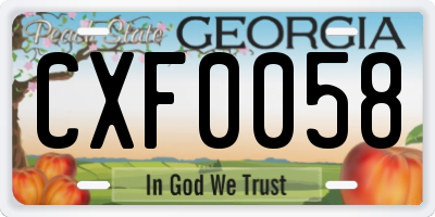 GA license plate CXF0058