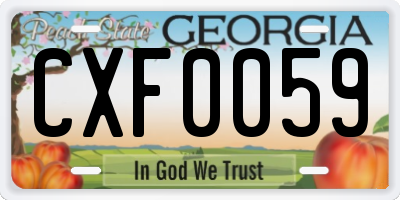 GA license plate CXF0059