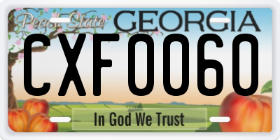 GA license plate CXF0060