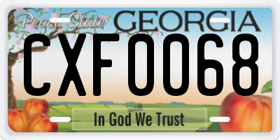 GA license plate CXF0068