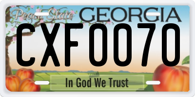 GA license plate CXF0070