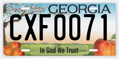 GA license plate CXF0071