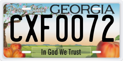 GA license plate CXF0072