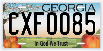 GA license plate CXF0085