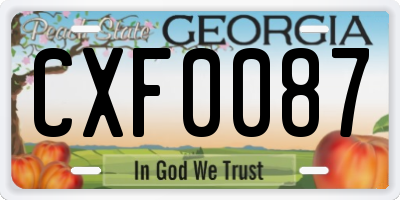 GA license plate CXF0087