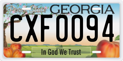 GA license plate CXF0094