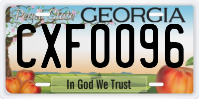 GA license plate CXF0096