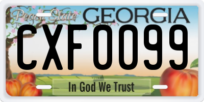 GA license plate CXF0099