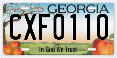 GA license plate CXF0110
