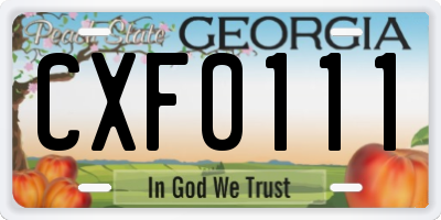 GA license plate CXF0111