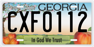 GA license plate CXF0112