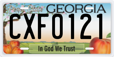 GA license plate CXF0121