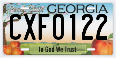 GA license plate CXF0122