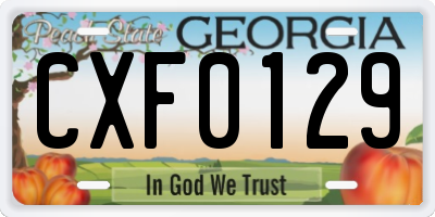 GA license plate CXF0129