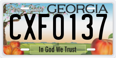 GA license plate CXF0137