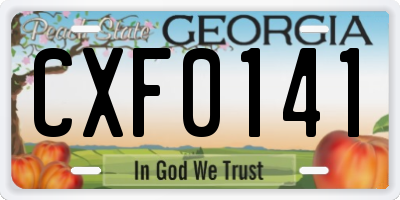 GA license plate CXF0141