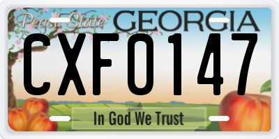 GA license plate CXF0147