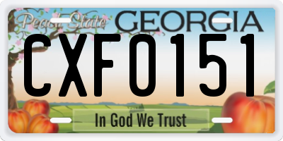 GA license plate CXF0151