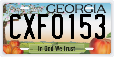 GA license plate CXF0153