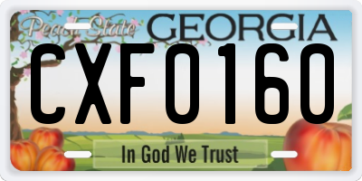 GA license plate CXF0160